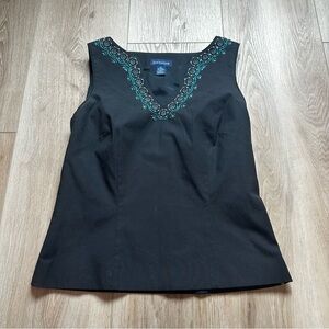 Black Ann Taylor Embroidered Tank